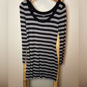 Express Charcoal and Black Striped Knit Dress